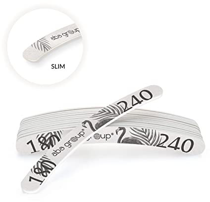 Aba Group Profi-Nagelfeile Flamingo, Feilensatz, strapazierfähig, zum einmaligen Gebrauch, einzeln verpackt, Safety First, hergestellt in EU („Sicherem Paket“ Set 25 St. Bananen 100/180 Slim)