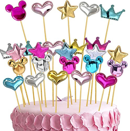 Rayong Tortendeko 100Pcs Cake Topper Cupcake Topper Dekorationen Cupcake Tortenstecker, Torten Kuchen Cake Toppers für Mädchen Junge Kinder Party Dekoration, 4 Stile