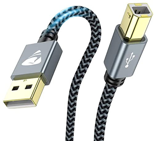 Printer Cable,【5M/15FT】 USB 2.0 Type A Male to B Male Scanner Cord USB Printer Wire Compatible with HP, Brother, Epson, Canon, Delll, Lexmark, Xerox, Samsung and More