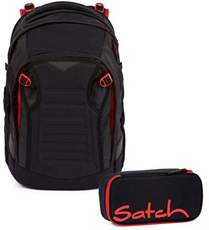 Satch Match Schulrucksack Set 2tlg. mit Schlamperbox (Fire Phantom)