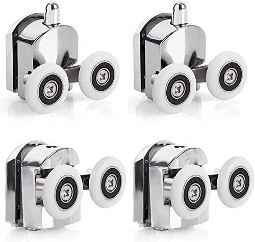 Lot de 4 roulettes doubles pour porte de douche Ø 23 mm