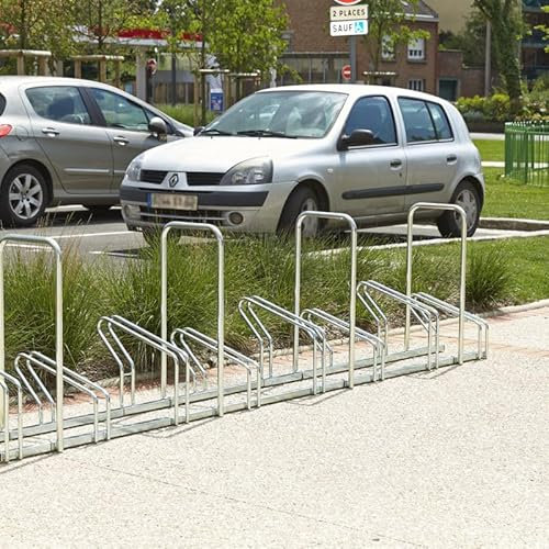 MOTTEZ Fahrradständer für 8 Fahrräder – 2 Ebenen nebeneinander mit Bügel und Diebstahlsicherung, Metall, 328 cm (L) x 48 cm (W) x 41 cm (H), für Garage und Haushalt