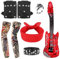 Heyu-Lotus 8 Pcs Punk Gothic Rocker Costume Set Disco Rock Star Fancy Dress Kids Boys and Girls Costume Accessories with Gloves, Ring, Bracelet, Bandana for Women Men Adult Party Supplies