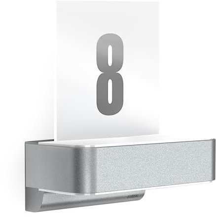 Steinel LED Hausnummernleuchte L 820 SC Connect, 160°-Bewegungsmelder, 9.8 W, 3000 K, smarte Wandleuchte, Zeitschaltuhr, dimmbar, silber