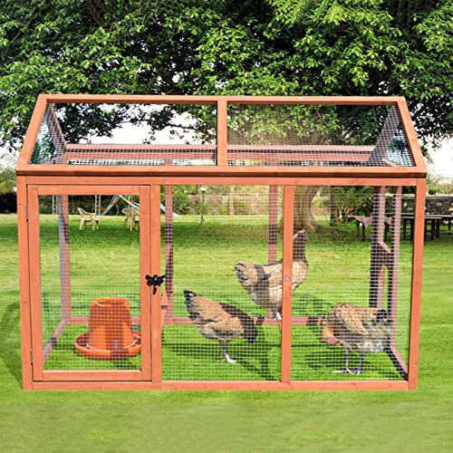 PRUJOY Hühnerstall für den Innen- und Außenbereich, großer Hühnerstall für den Hinterhof, Doppeltür-Design, Massivholz-Hühnerstall, geeignet für Katzen und Hühner (Wood)