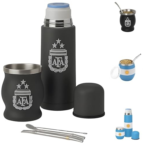 Aurum® Mate Argentino, Yerba Mate, Vajillas Completas Modernas, Te Matcha Kit, Yerba Mate Argentina, Taza Calabaza, Bombilla, Termo (KIT D10S)