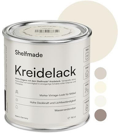 shelfmade Kreidefarbe beige - Elfenbein - Holzfarbe DIY - Holz - Chalk Paint für Möbel matter Look - Holzlack matt