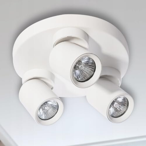 Miratic Plafoniera Soffitto Lampada da Parete Sorgente Luminosa Sostituibile GU10 max.12W (lampadine non incluse) (base rotonda - 3 teste, bianco)
