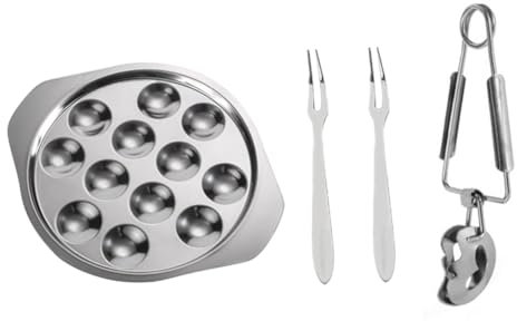 Zerodeko Assiette à Escargot Acier Inoxydable à Compartiments Fourchette Conque Et Pince Plat Séparé Pour Cuisson Compatible Lave-vaisselle