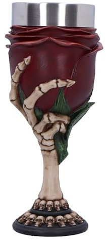 Nemesis Now Rose Goblet 20cm, Red, Resin, Skeleton Rose Design, Stainless Steel Insert, Cast in Finest Resin, Expertly Hand-Painted