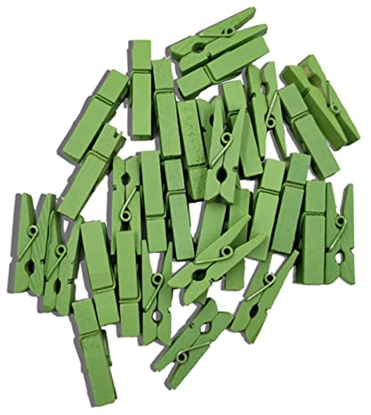 Ciieeo Mollette in Legno Naturali da 35 Mm, Clip per Alimenti e Bucato Verdi, Mini Clip Colorate per Decorazioni, Artigianato e Foto, Confezione da 100 Pezzi