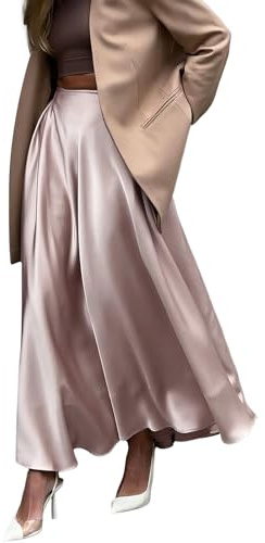 MGizo DtiSpectrum Jupe Longue Élégante en Satin pour Femme - Jupe Maxi Taille Haute au Toucher Soyeux avec Ceinture Élastique, Adaptée aux Cérémonies, Cocktails, Affaires