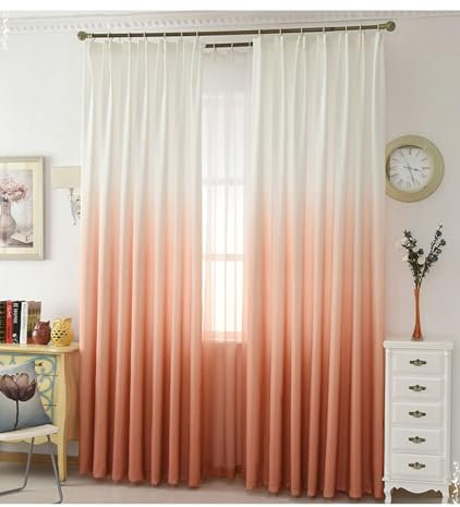 Homxi Vorhänge Wohnzimmer Blickdicht 2er Set,2 x 107W x 132H cm,Gardinen Kinder Blickdicht Orange Rot Verlaufsfarbe Gardinenband Haken