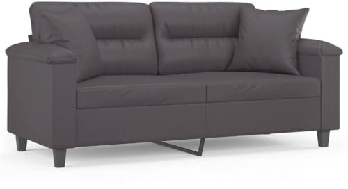 Willood 2-Sitzer Sofa mit Zierkissen Couch mit Zierkissen, Liegesofa für Wohnzimmer, Polstersofa Sessel Relaxsofa Loungesofa Relaxcouch Grau 140 cm Kunstleder