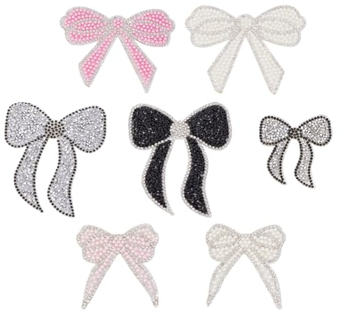 INFUNLY 7 Stück Schleifenknoten Strass Aufnäher 7 Farben Schleifenknoten Kristall Bling Aufnäher Zum Aufbügeln Glitzer Aufnäher Applikation Schmetterling Stoffaufnäher Zur Reparatur von Kleidung Jacke