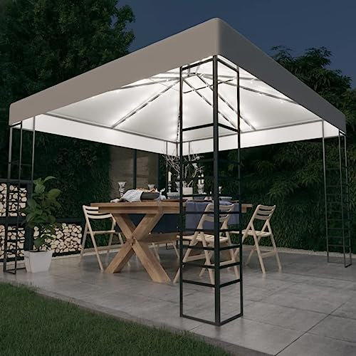 Générique Chapiteau de Jardin avec Guirlande Lumineuse à 3x3 m Blanc,Auvents & abris,28.75KG-3070305