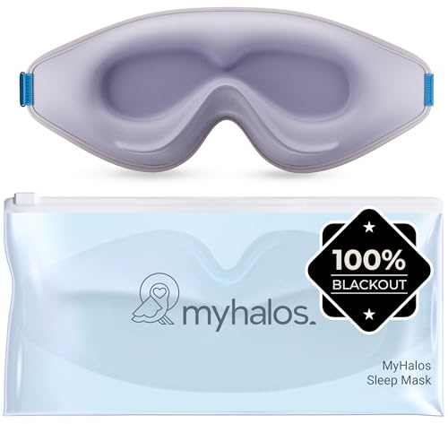 MyHalos Schlafmaske, 100% Verdunkelung, Wimpernfreundlich & Atmungsaktiv