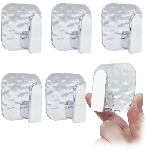 MUWINC Selbstklebende Haken Mit Wasserwellen-Design, 6 Stück | Haken Ohne Bohren, Adhesive Hooks, Handtuchhaken, Für Bad, Küche & Flur