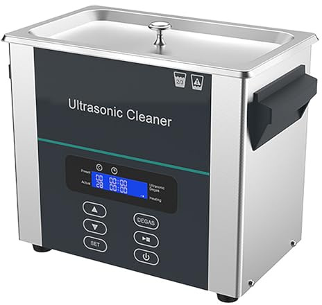 SUNBGRPYE Macchina per La Pulizia Ad Ultrasuoni da 2-28 Litri (Degasaggio con Un Solo Pulsante), Display LCD, con Riscaldamento E Timer, per Circuiti Stampati, Occhiali, Gioielli, Odontoiatria,6L