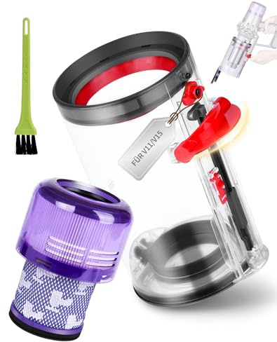 Staubbehälter Ersatzteile für Dyson V11 V15 – Ersatzbehälter & Filter Kompatibel mit SV14 SV15 SV17 SV22 SV28, Zubehör Auffangbehälter Staubsauger Mülleimer Abfallbehälter