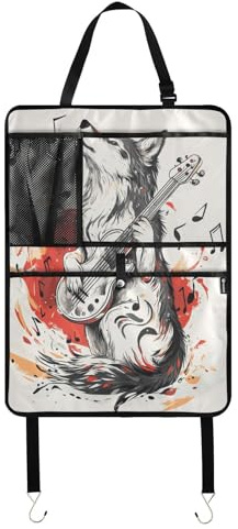 Red Wolf Music Play - Protector de asiento trasero con tablet para organizar el asiento trasero del coche para niños