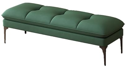 Doppellagige gepolsterte Bettbank, multifunktionale Schuhbank mit Metallbeinen, Fußstütze aus Massivholz, für Schlafzimmer, Wohnzimmer, Flur, Ankleidezimmer, Lounge (180 x 40 x 45 cm, grün)