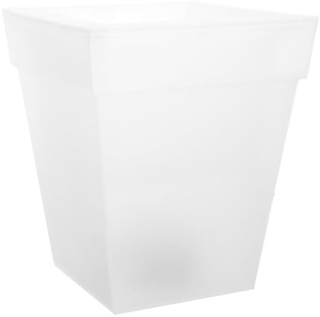 FIXOSHEE Jardinière Solaire Carrée en Plastique Blanc Pot de Fleurs Lumineux Étanche pour Extérieur Lampe Solaire d'Extérieur pour Balcon et Jardin