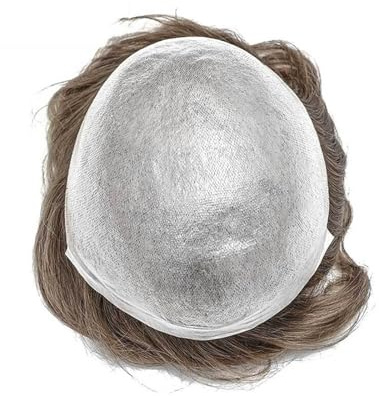 Prótesis de cabello masculino sin nudos indetectables, cabello humano, peluquín for hombres, rubio medio(6x8)