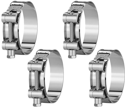 4Pcs 48-51mm T Bolt Hose Clamps, Adjustable Exhaust Pipe Clamp Set 304 Stainless Steel Heavy Duty Tube Clamps 22mm Band Width Hose Clips for Hose Exhaust Water Gas Pipe Tube Attachment
