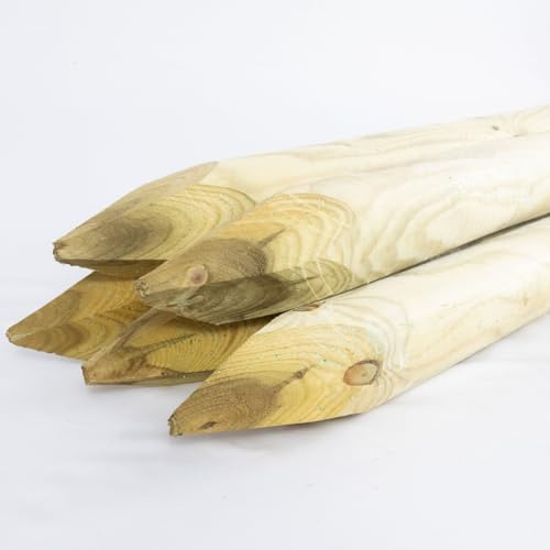 OWIJI Pali Per Recinzioni Legno Tondi Staccionata 150 x 8 cm Set da 5 Staccionatura Supporto Palo Tondo Recinzione Giardino Orto Aiuole Delimitazioni Esterne Palizzata