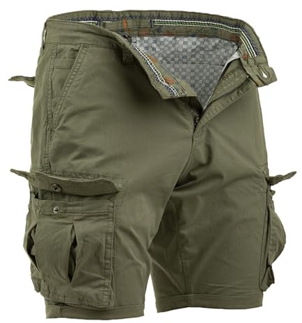 Instinct Bermuda Uomo Cargo Pantaloncini con Tasche Laterali Shorts Pantaloni Corti Slim Fit Multi-Tasche in Cotone Tasconati 50, Army Green Cargo K-828