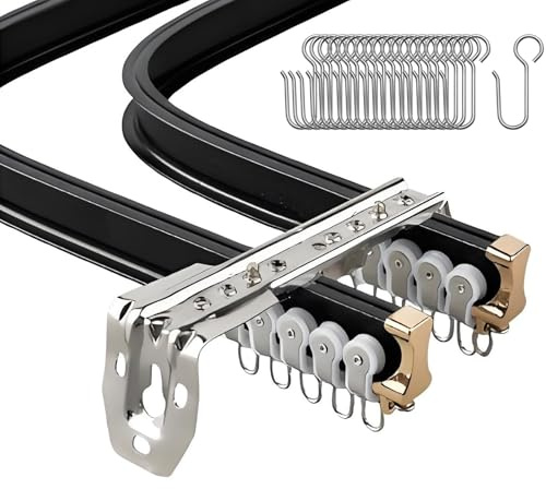 Flexibel takstång för burspråksfönster – dubbel aluminiumstång – lätt att böja bryt-harts (svart 150 cm/4,9 fot)