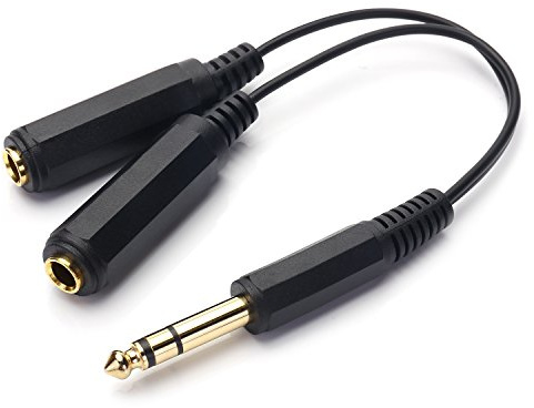 SiYear 6.35mm Stecker auf 2 x 1/4 TRS Buchse Stereo Audio Adapter Lautsprecherkabel, Y Verteiler vergoldeten Audiokabel, 6.5 Umdrehung double 6.5 Mutter (0.2M)