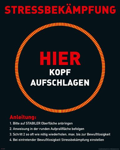 empireposter Stressbekämpfung - Büroposter - Mini Poster Plakat Druck - Größe 40x50 cm + 2 St Posterleisten Holz 40,5 cm