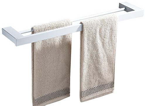 CASEWIND 60cm Handtuchhalter Handtuchstange Doppelt Weiß Edelstahl Konstruktion Bohren Modern Design Badezimmer Zubehör