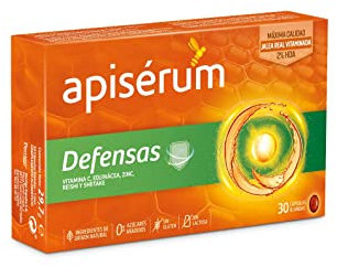 APISERUM - Apisérum Defensas Cápsulas - Jalea Real con Vitamina C, Reishi y Shitake - Mantiene y Refuerza las Defensas - Tratamiento para 30 Días