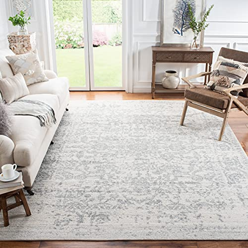 SAFAVIEH Madison Collection X-Large Area Rug - 11' x 15', Silver & Ivory, Snowflake Medallion Distressed, Non-Shedding & Easy Care, Ideal for High Traffic Areas in Living Room, Bedroom (MAD603G)