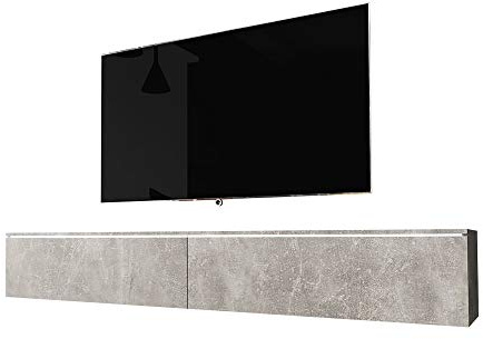 Selsey KANE – TV-Lowboard hängend/stehend 180 cm (Beton-Optik mit LED), Betonoptik Matt