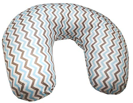 EMI&SAM Stillkissen Lagerungkissen 60x50cm FillBall Bananenform Stillkissenbezug ((Bezug + Füllung) 15. Zig-Zag hellblau)