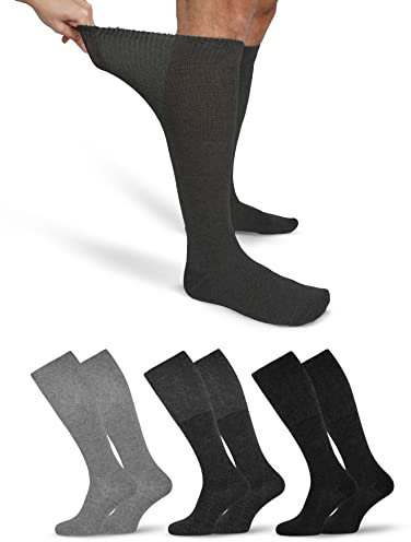 OCERA 3x Kniestrumpf Unisex für Diabetiker geeignet und ohne drückenden Gummibund Grau Mix Gr. 47-50