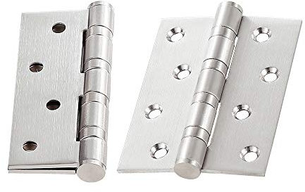 SHUHANG Door Hinges 4 Inch, Commercial Grade Heavy Duty Hinges, Stainless Steel with Ball Bearing for Wood Doors, Smooth & Quiet Operation for Interior/External Doors, Sliver 1 Pair (100mm x 76mm)