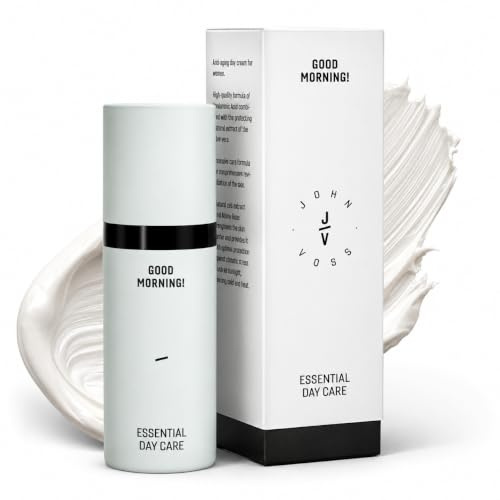 JOHN VOSS GOOD MORNING! Anti-Aging Tagescreme für Frauen mit Hyaluron & Jojobaöl | Gesichtscreme gegen Falten, Feuchtigkeitscreme für Gesicht, Hals & Dekolleté | Vegan, 30ml, Made in Germany