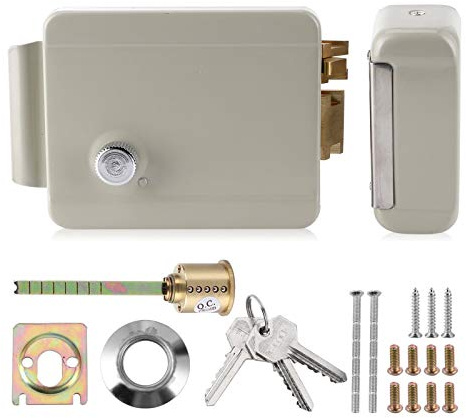 Serrure à gâche électrique, serrure de porte à 2 fils 9-12 V, installation inversée à droite pour portes en fer, portes en bois