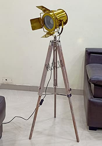 Lampadaire Trépied Industriel pour Cinéma et Photographie Style Rétro Spot Lampe de Recherche Réglable