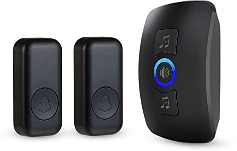 Wireless Doorbell, KERUI Waterproof Door Chime Kit Transmitting at 1000 Feet with 2 Buttons, 60 Melodies, 5 Volume Levels Sound and LED Flash