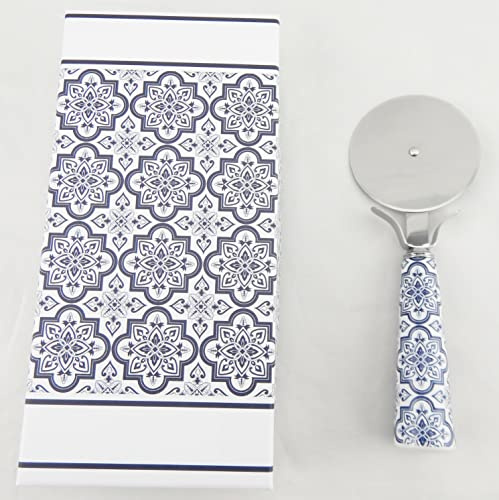 Digiglio Bomboniere Tagliapizza Maiolica Blu Porcellana e Metallo Con Astuccio