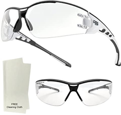 HTS HUNTERSKY E9532 Lunettes de sécurité super flexibles légères anti-buée U6 transparentes enveloppantes avec protection ANSI Z87.1 résistance aux rayures.