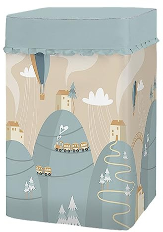Odot Washing Machine Cover Top Load Waterproof Dustproof Sunscreen Washer Machine Dryer Protector Washer Dryer Cover for Most Top Load Washer Dryer (XL-57x95x61cm,mountain train)