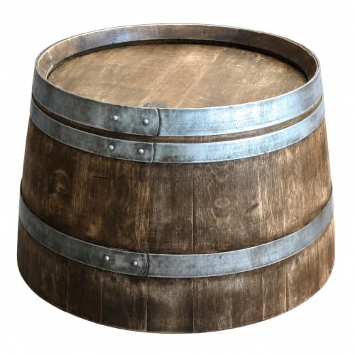 Fass-Schmiede Weinfass Couchtisch aus halbiertem Weinfass Beistelltisch Sofatisch (Whiskyfass Optik)