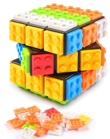 3x3 Speed Magic Cube, 3D Puzzle Magic Cube, 2 in 1 Build-on Brick Magic Cube, Brain Bricks und Teaser Puzzle Klassisches Spielzeug Kompatibel mit Lego für Kinder Erwachsene Jungen Mädchen Geschenk